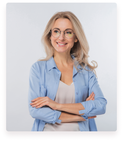 Photo of a preschool girl with glasses used in the website template