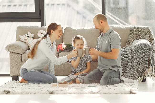 Family photo used in a website template for kindergarten